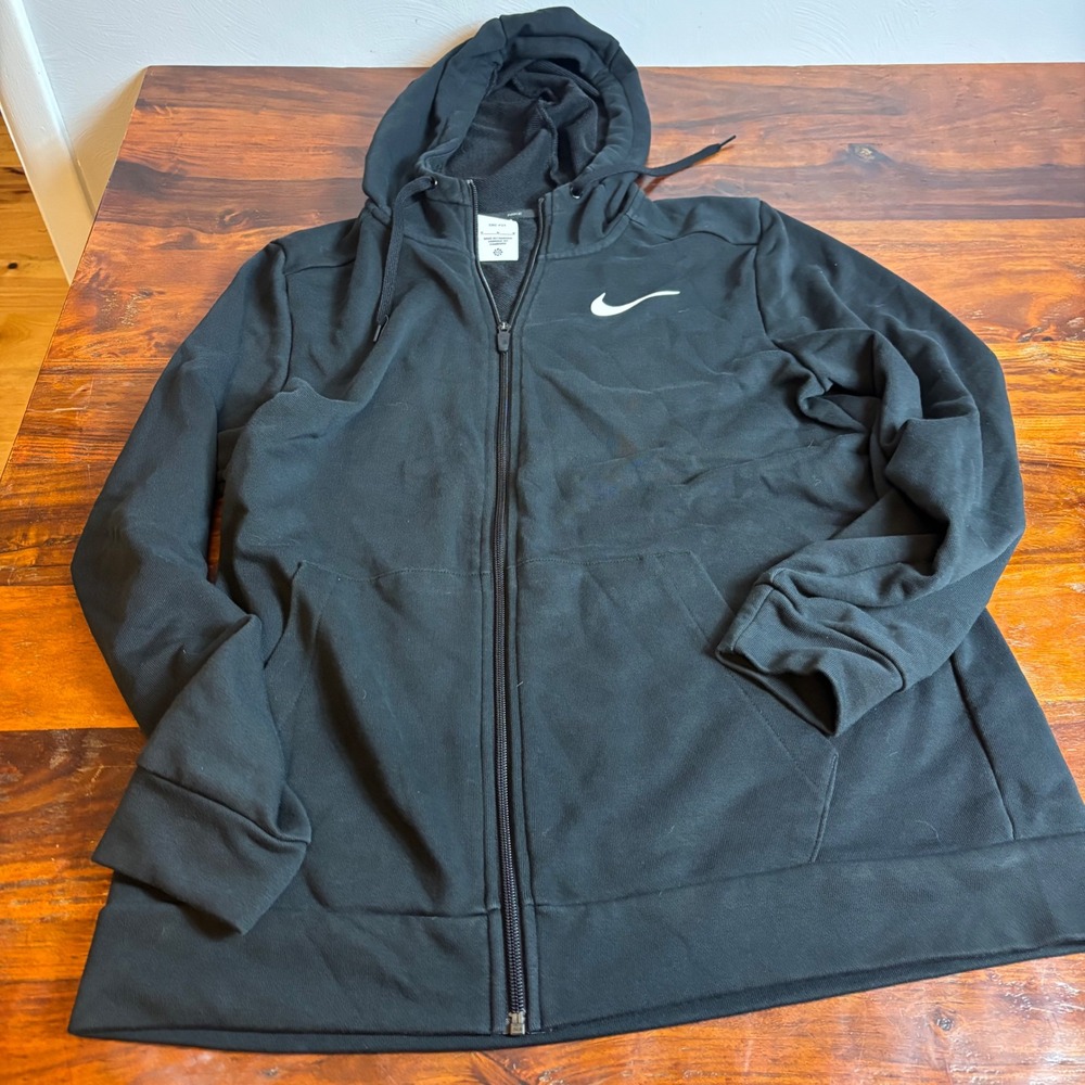 Nike Dri-Fit Black Full Zip Hoodie Athletic‎ Performance Sweatshirt Men's Medium